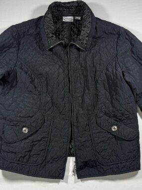 Chico’s Black Diamond Quilted Zip Jacket - Size 1 (Medium / 8-10)